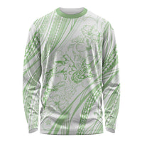 Sharks Couple Dreamy Polynesians Floral Sea Long Sleeve Shirt Emerald - Polynesian Pride