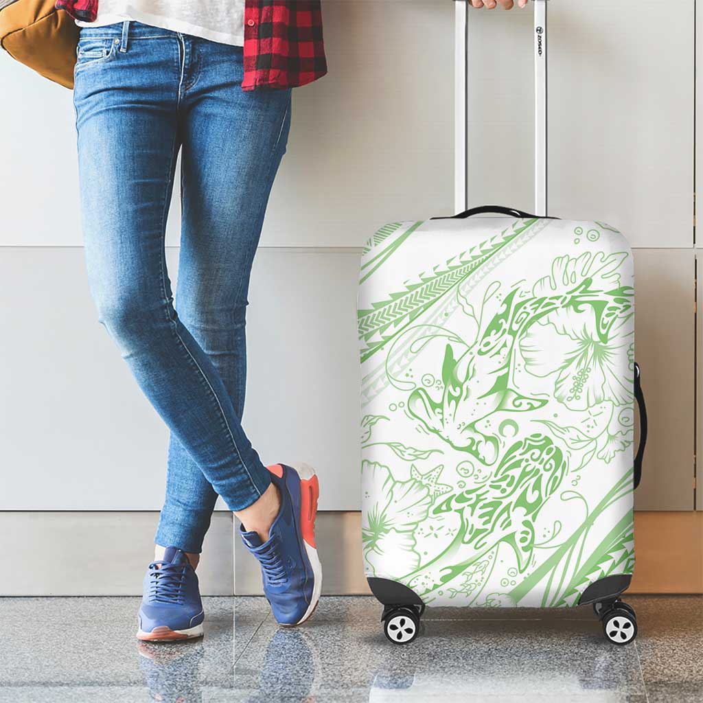 Sharks Couple Dreamy Polynesians Floral Sea Luggage Cover Emerald - Polynesian Pride