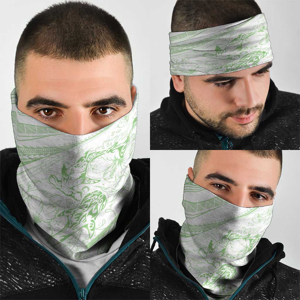 Sharks Couple Dreamy Polynesians Floral Sea Neck Gaiter Emerald - Polynesian Pride