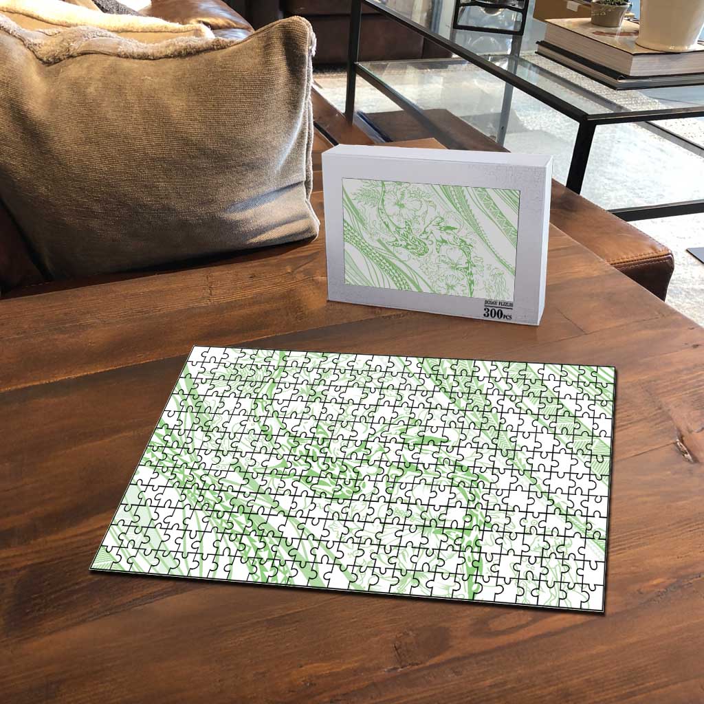 Sharks Couple Dreamy Polynesians Floral Sea Puzzle Emerald - Polynesian Pride
