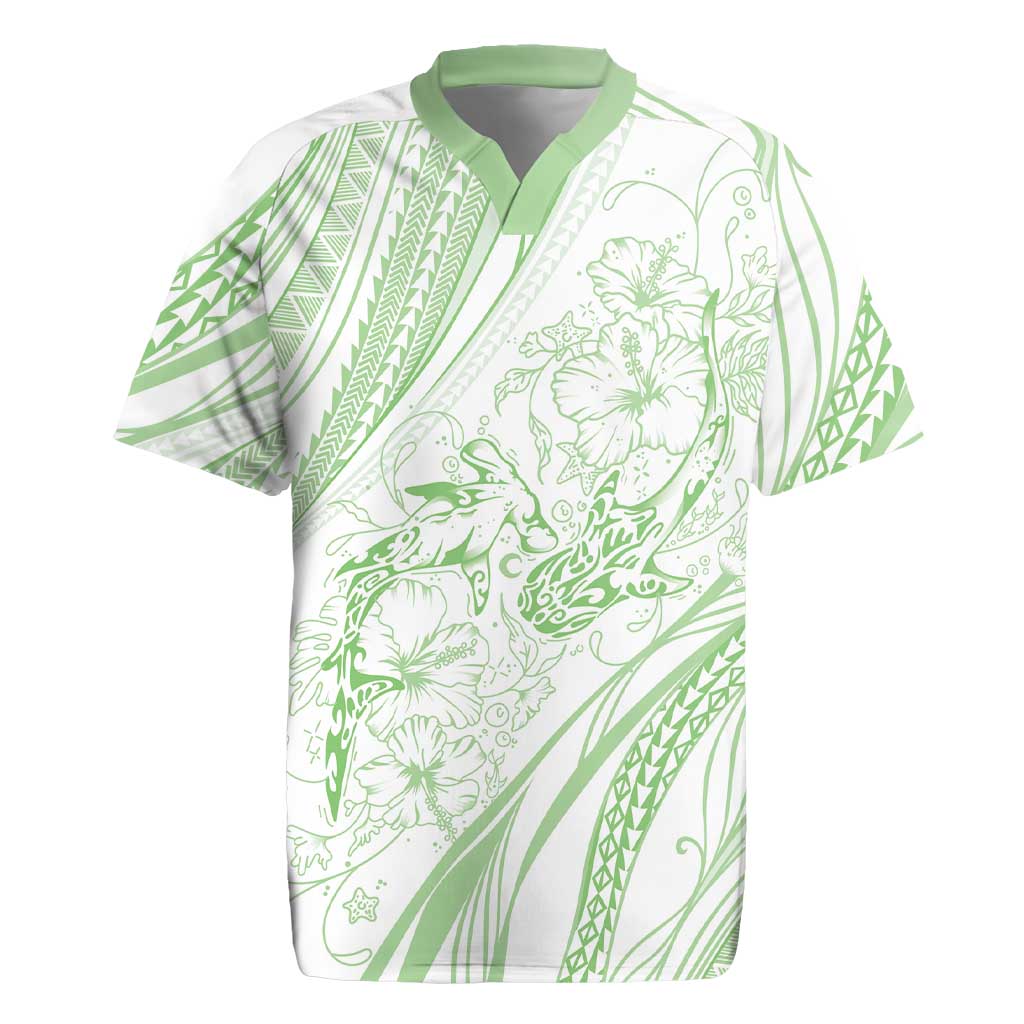 Sharks Couple Dreamy Polynesians Floral Sea Rugby Jersey Emerald - Polynesian Pride