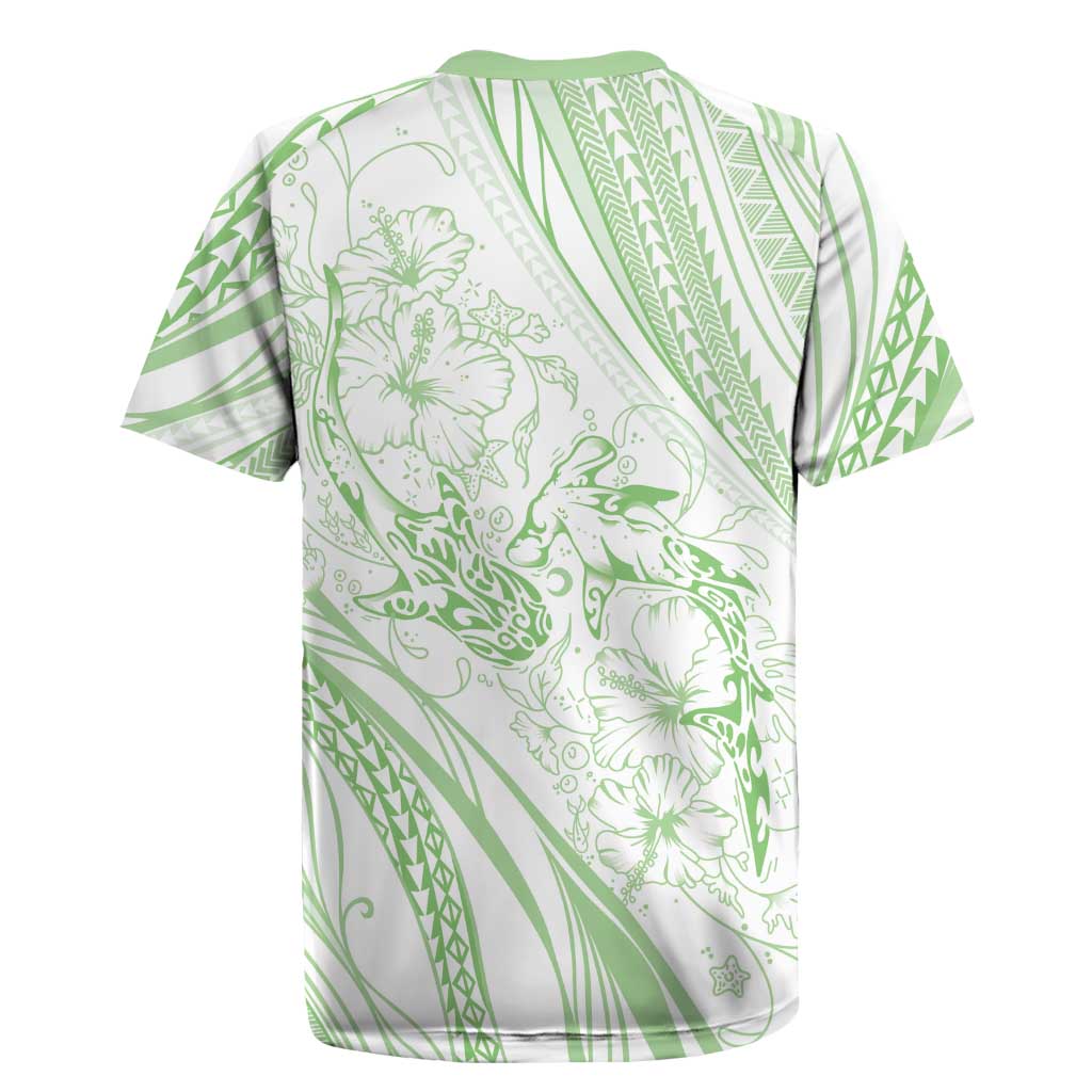 Sharks Couple Dreamy Polynesians Floral Sea Rugby Jersey Emerald - Polynesian Pride