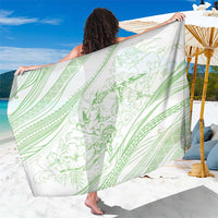 Sharks Couple Dreamy Polynesians Floral Sea Sarong Emerald - Polynesian Pride