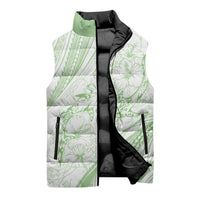 Sharks Couple Dreamy Polynesians Floral Sea Sleeveless Puffer Jacket Emerald - Polynesian Pride