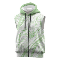Sharks Couple Dreamy Polynesians Floral Sea Sleeveless Zip Hoodie Emerald - Polynesian Pride