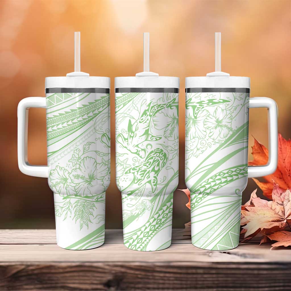 Sharks Couple Dreamy Polynesians Floral Sea Tumbler With Handle Emerald - Polynesian Pride