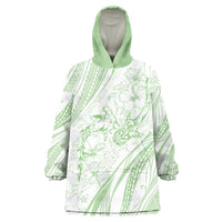 Sharks Couple Dreamy Polynesians Floral Sea Wearable Blanket Hoodie Emerald - Polynesian Pride