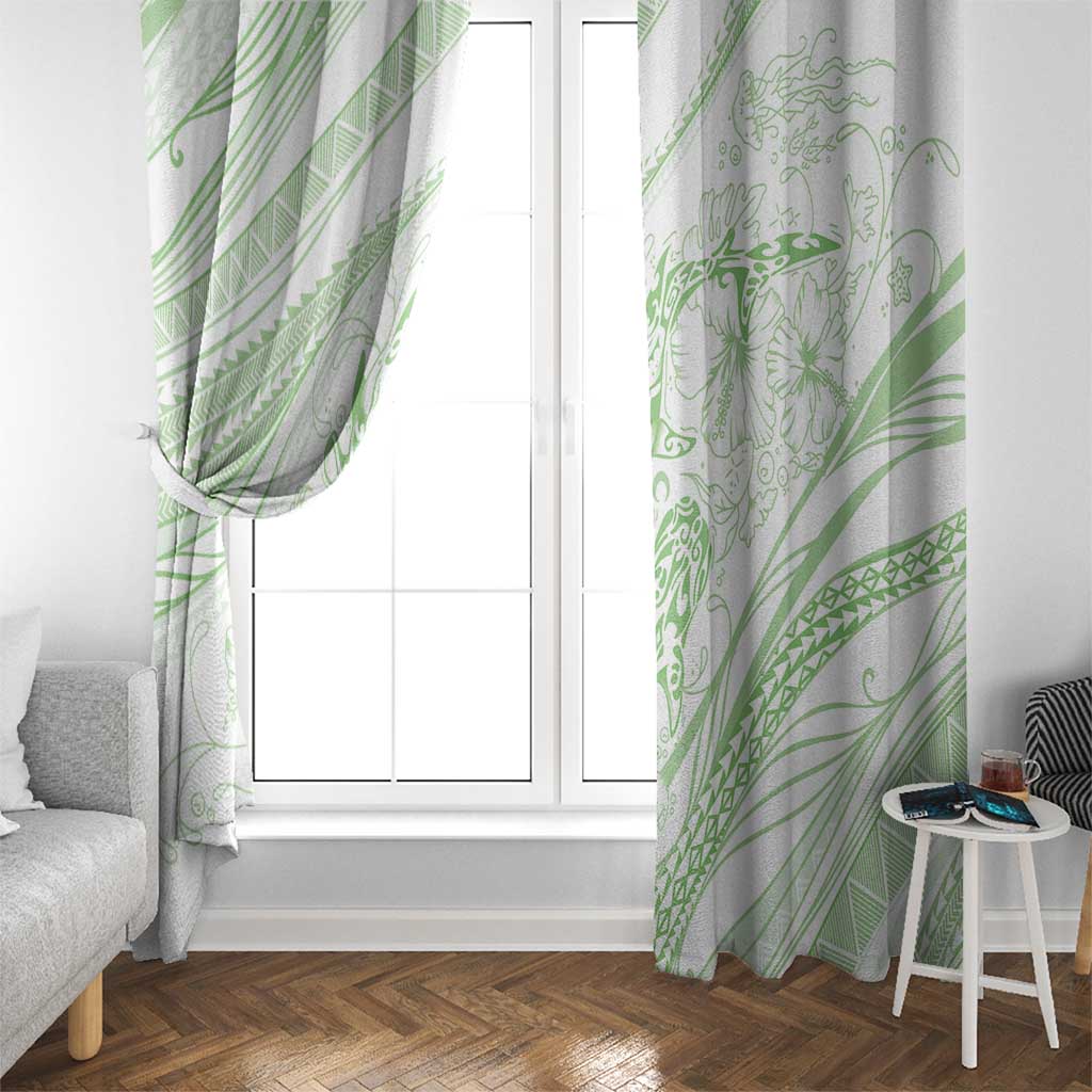 Sharks Couple Dreamy Polynesians Floral Sea Window Curtain Emerald - Polynesian Pride