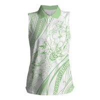 Sharks Couple Dreamy Polynesians Floral Sea Women Sleeveless Polo Shirt Emerald - Polynesian Pride