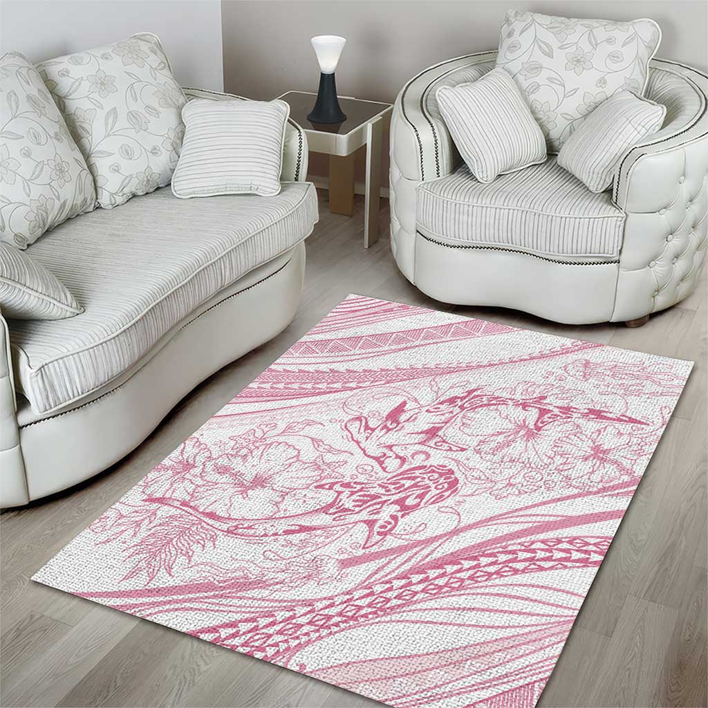 Sharks Couple Dreamy Polynesians Floral Sea Area Rug Pink - Polynesian Pride