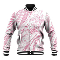 Sharks Couple Dreamy Polynesians Floral Sea Baseball Jacket Pink - Polynesian Pride