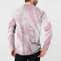 Sharks Couple Dreamy Polynesians Floral Sea Button Sweatshirt Pink - Polynesian Pride