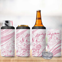 Sharks Couple Dreamy Polynesians Floral Sea 4 in 1 Can Cooler Tumbler Pink - Polynesian Pride