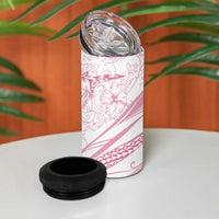 Sharks Couple Dreamy Polynesians Floral Sea 4 in 1 Can Cooler Tumbler Pink - Polynesian Pride