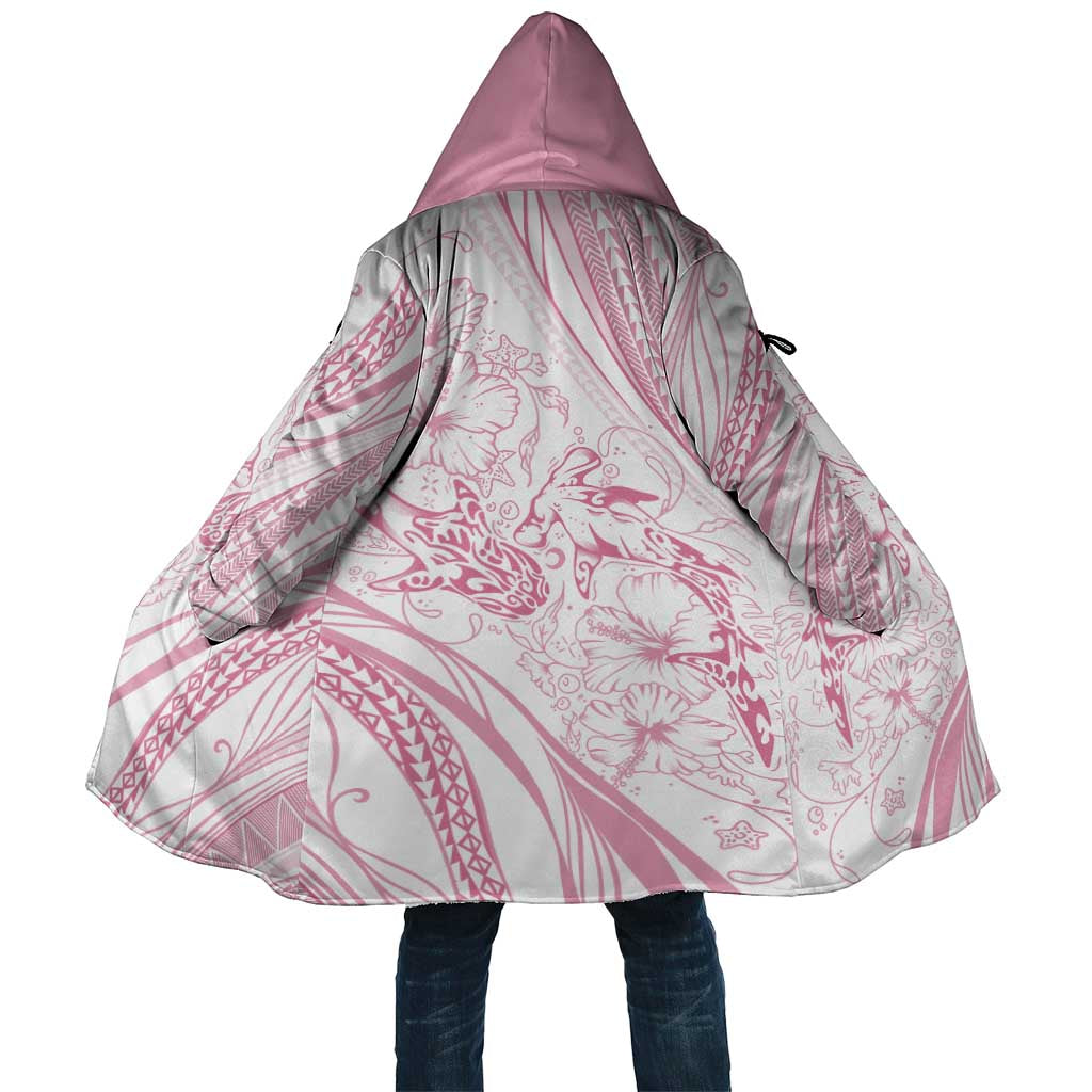 Sharks Couple Dreamy Polynesians Floral Sea Cloak Pink - Polynesian Pride