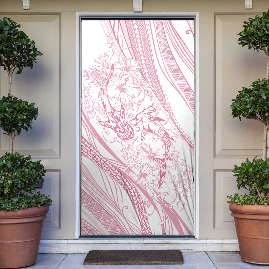 Sharks Couple Dreamy Polynesians Floral Sea Door Cover Pink - Polynesian Pride