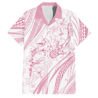 Sharks Couple Dreamy Polynesians Floral Sea Family Matching Off The Shoulder Long Sleeve Dress and Hawaiian Shirt Pink LT7 Dad's Shirt - Short Sleeve Pink - Polynesian Pride