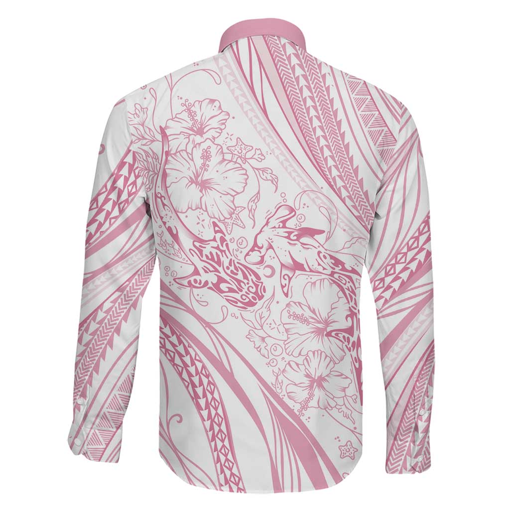 Sharks Couple Dreamy Polynesians Floral Sea Family Matching Off Shoulder Maxi Dress and Hawaiian Shirt Pink LT7 - Polynesian Pride