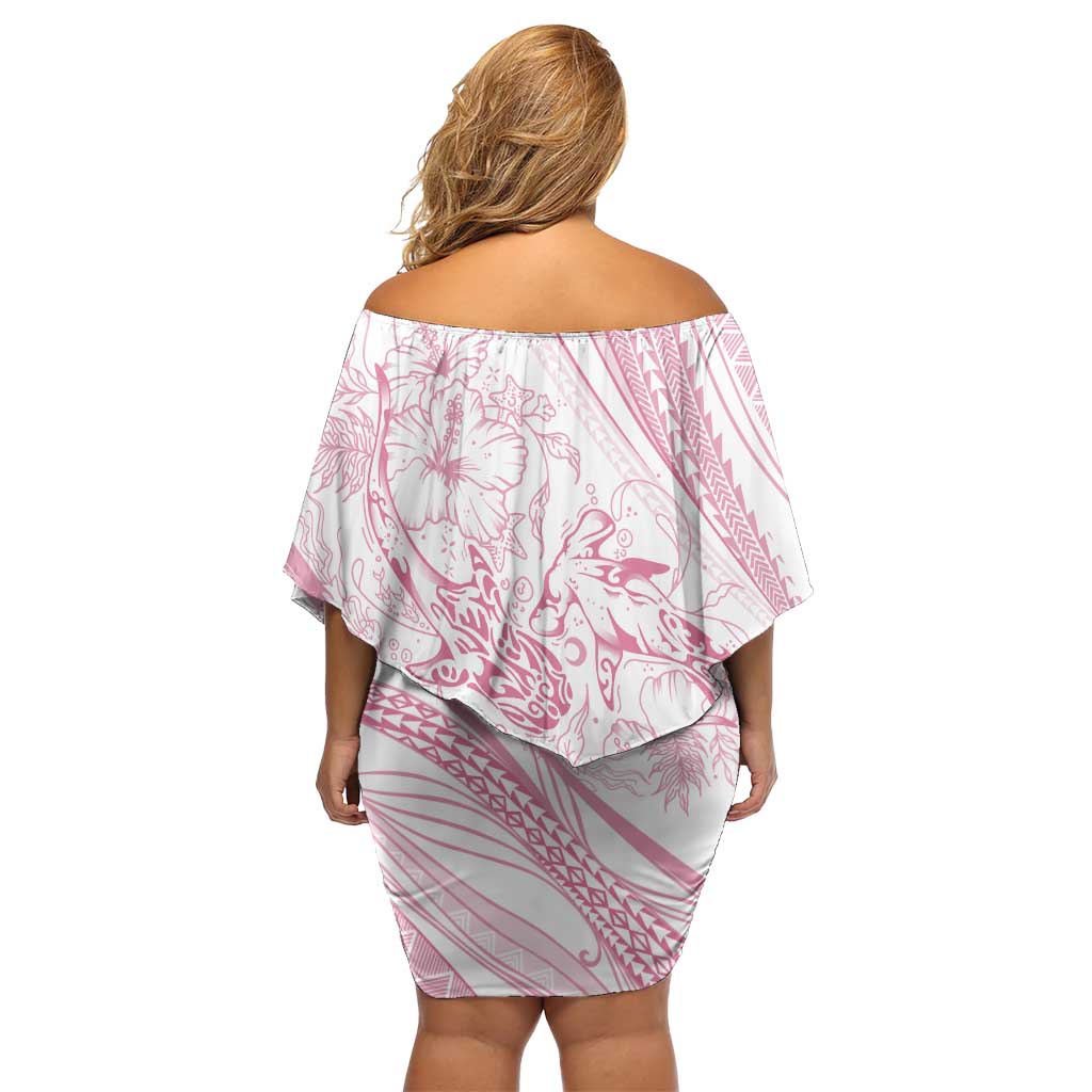 Sharks Couple Dreamy Polynesians Floral Sea Family Matching Off Shoulder Short Dress and Hawaiian Shirt Pink LT7 - Polynesian Pride