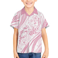 Sharks Couple Dreamy Polynesians Floral Sea Family Matching Off Shoulder Short Dress and Hawaiian Shirt Pink LT7 Son's Shirt Pink - Polynesian Pride