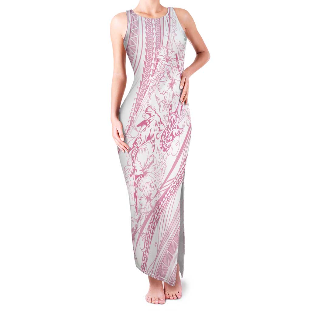Sharks Couple Dreamy Polynesians Floral Sea Family Matching Tank Maxi Dress and Hawaiian Shirt Pink LT7 Mom's Dress Pink - Polynesian Pride