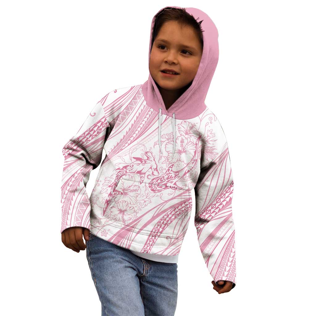Sharks Couple Dreamy Polynesians Floral Sea Kid Hoodie Pink - Polynesian Pride