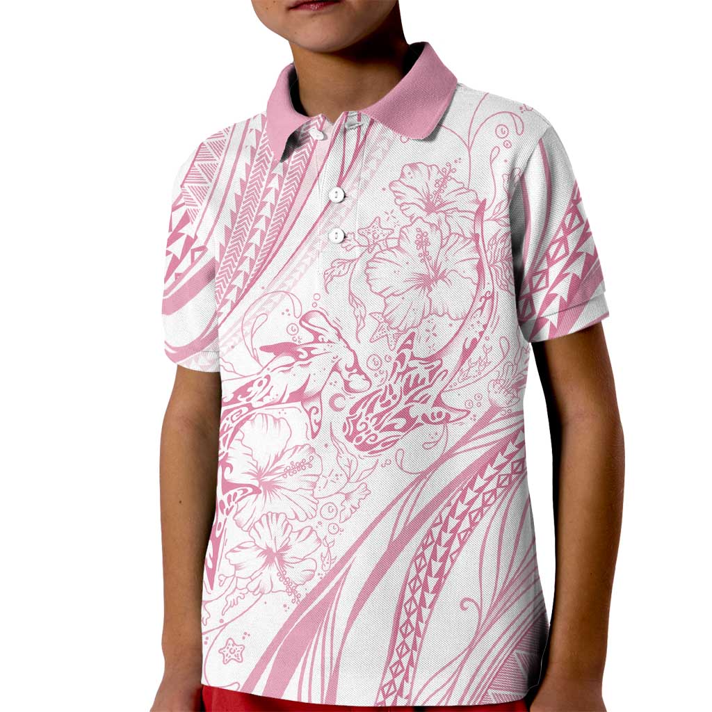Sharks Couple Dreamy Polynesians Floral Sea Kid Polo Shirt Pink - Polynesian Pride