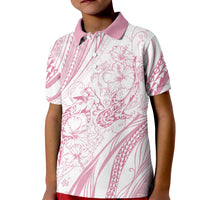 Sharks Couple Dreamy Polynesians Floral Sea Kid Polo Shirt Pink - Polynesian Pride