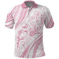 Sharks Couple Dreamy Polynesians Floral Sea Polo Shirt Pink - Polynesian Pride