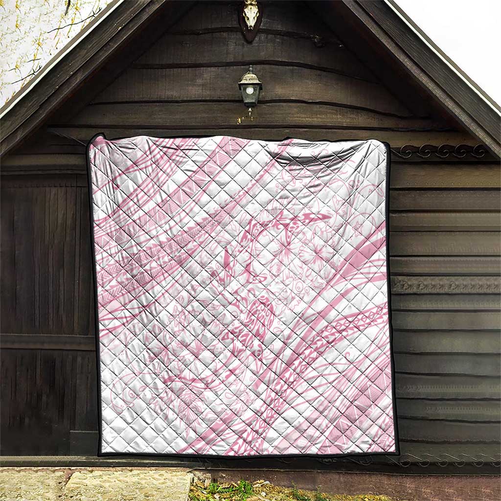 Sharks Couple Dreamy Polynesians Floral Sea Quilt Pink - Polynesian Pride