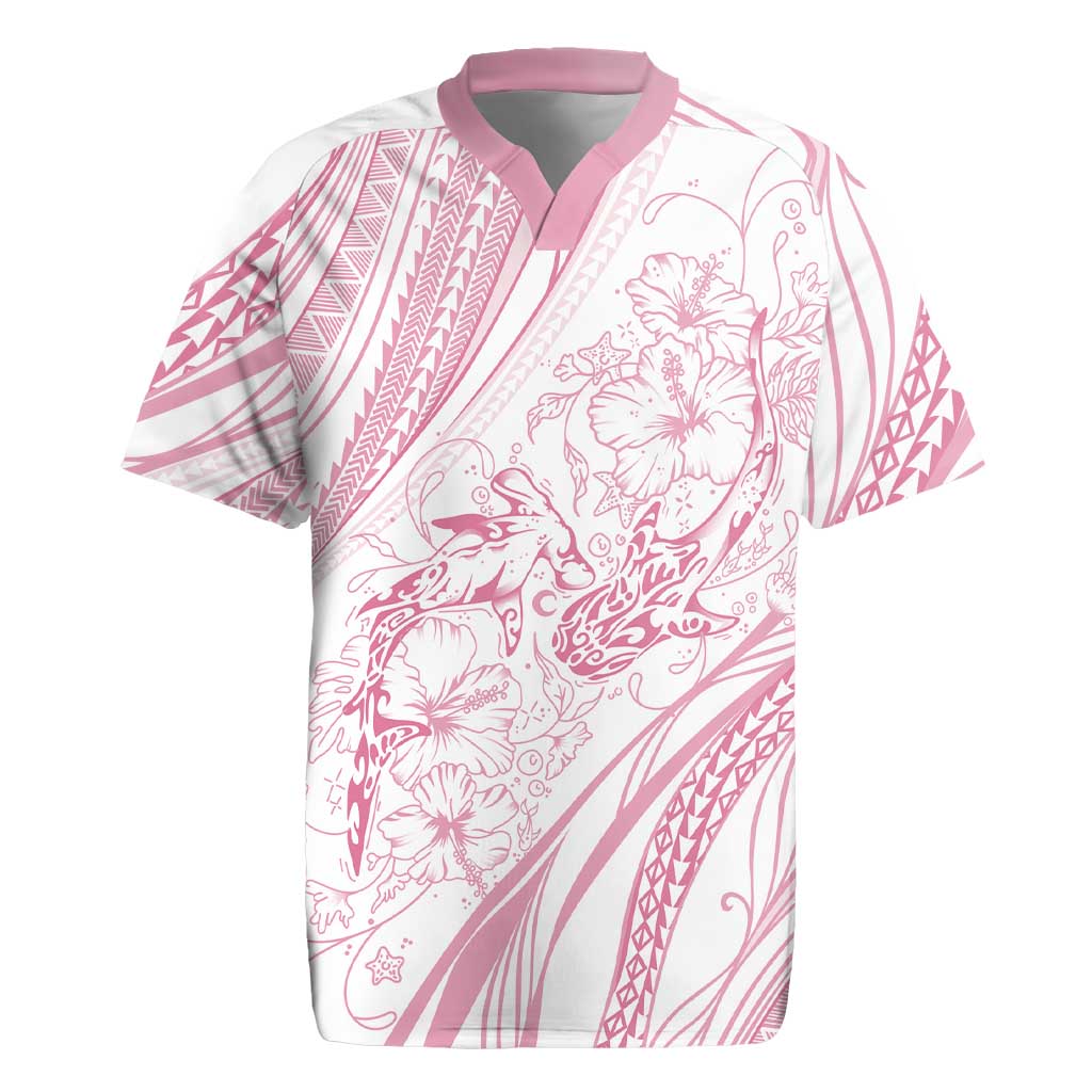 Sharks Couple Dreamy Polynesians Floral Sea Rugby Jersey Pink - Polynesian Pride