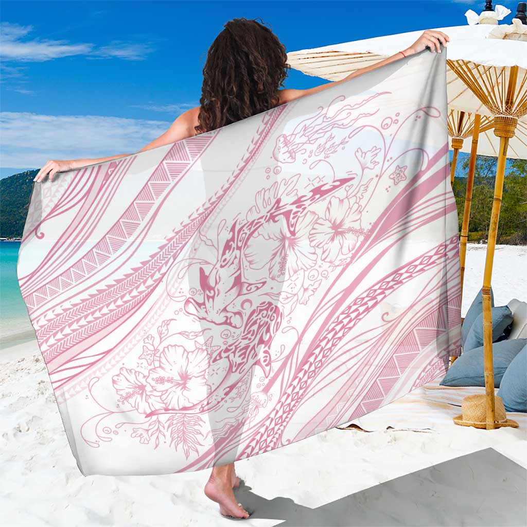 Sharks Couple Dreamy Polynesians Floral Sea Sarong Pink - Polynesian Pride