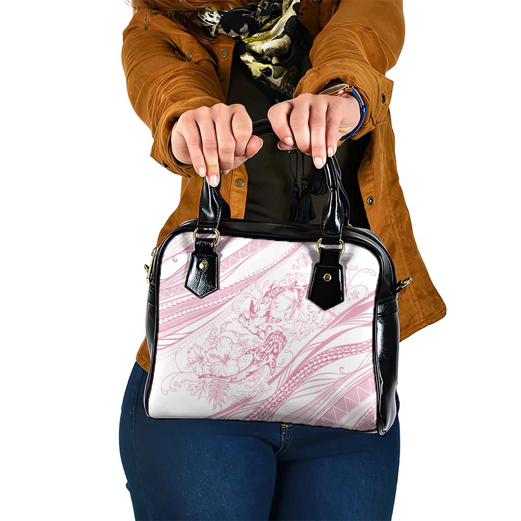 Sharks Couple Dreamy Polynesians Floral Sea Shoulder Handbag Pink - Polynesian Pride