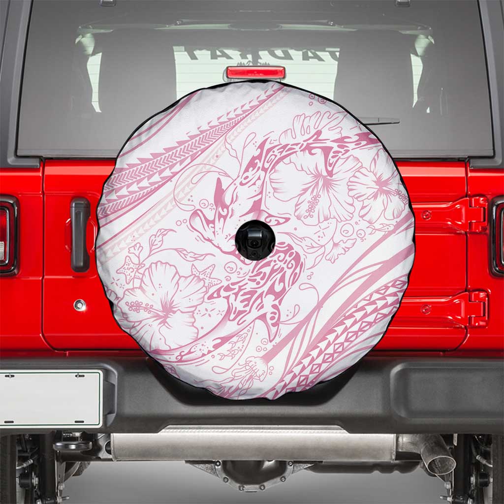 Sharks Couple Dreamy Polynesians Floral Sea Spare Tire Cover Pink LT7 - Polynesian Pride