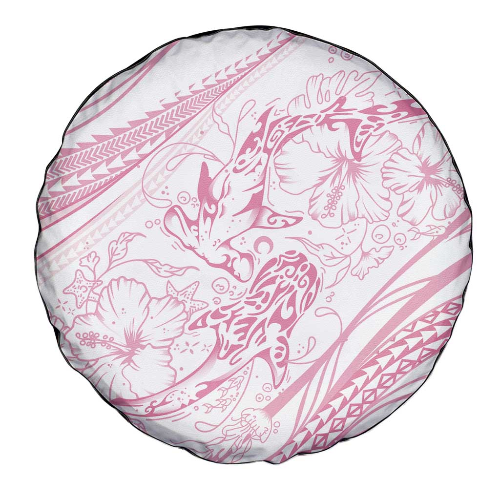 Sharks Couple Dreamy Polynesians Floral Sea Spare Tire Cover Pink LT7 - Polynesian Pride