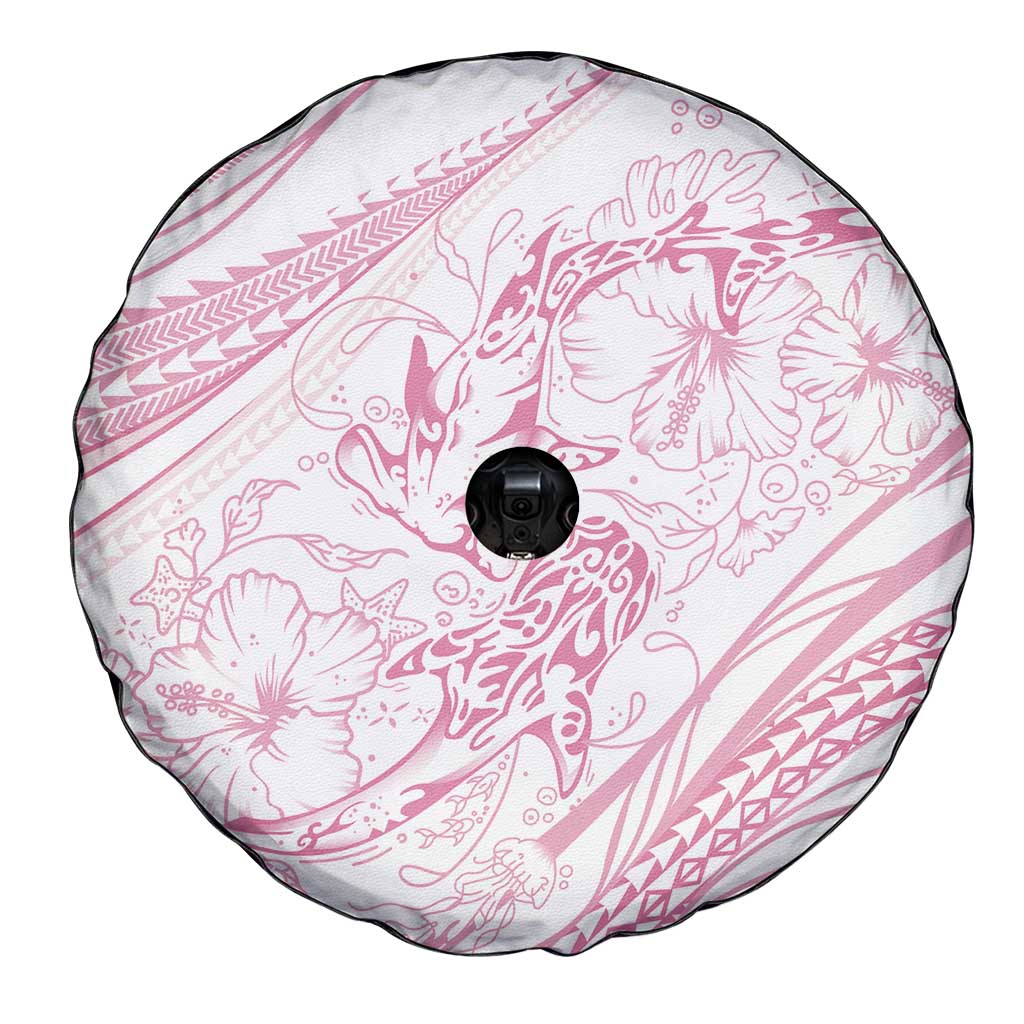 Sharks Couple Dreamy Polynesians Floral Sea Spare Tire Cover Pink LT7 - Polynesian Pride