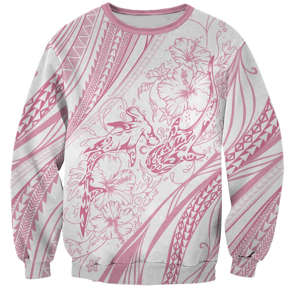 Sharks Couple Dreamy Polynesians Floral Sea Sweatshirt Pink - Polynesian Pride