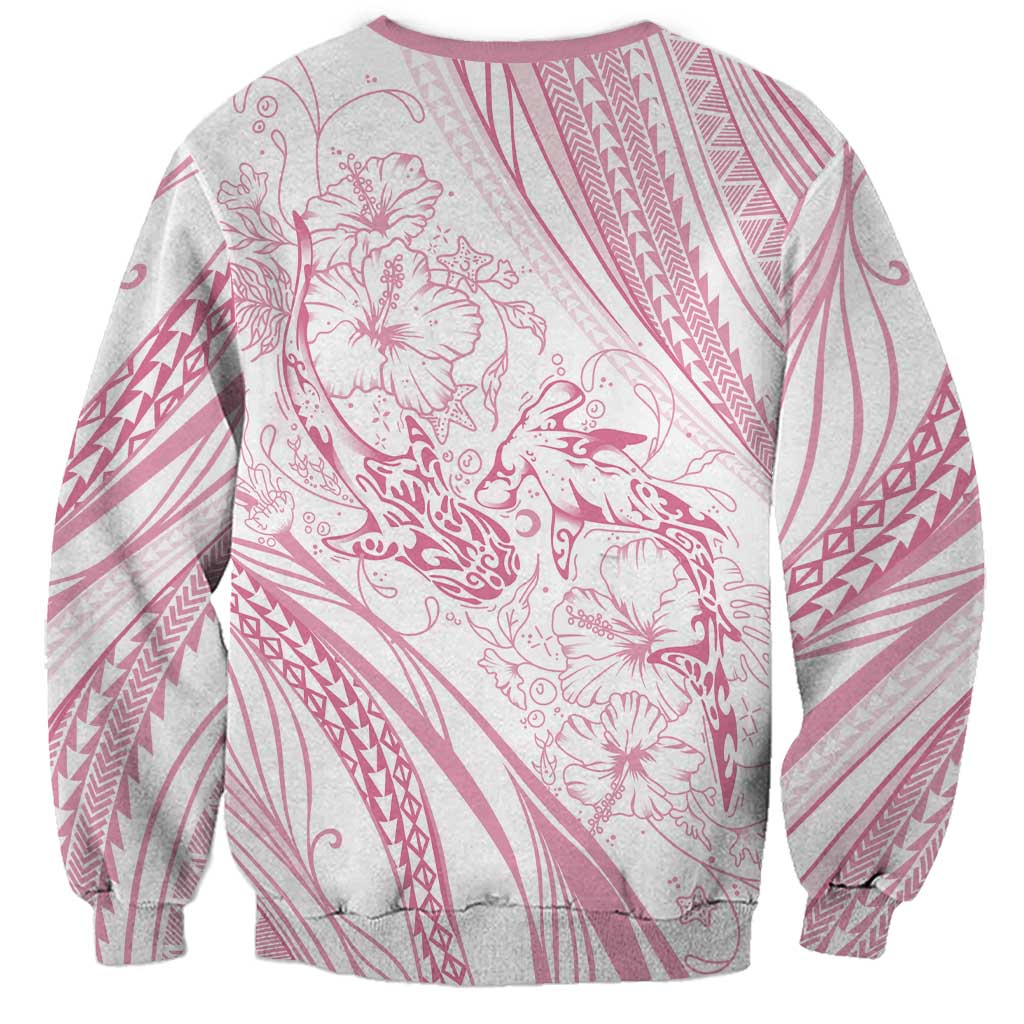 Sharks Couple Dreamy Polynesians Floral Sea Sweatshirt Pink - Polynesian Pride