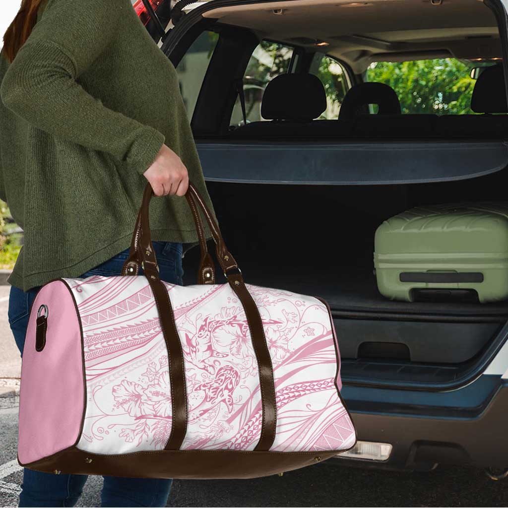 Sharks Couple Dreamy Polynesians Floral Sea Travel Bag Pink - Polynesian Pride