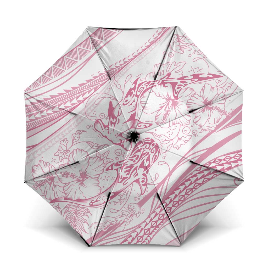 Sharks Couple Dreamy Polynesians Floral Sea Umbrella Pink - Polynesian Pride