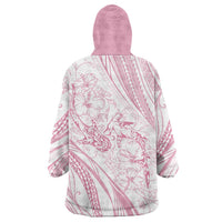 Sharks Couple Dreamy Polynesians Floral Sea Wearable Blanket Hoodie Pink - Polynesian Pride