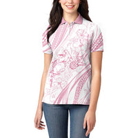 Sharks Couple Dreamy Polynesians Floral Sea Women Polo Shirt Pink - Polynesian Pride