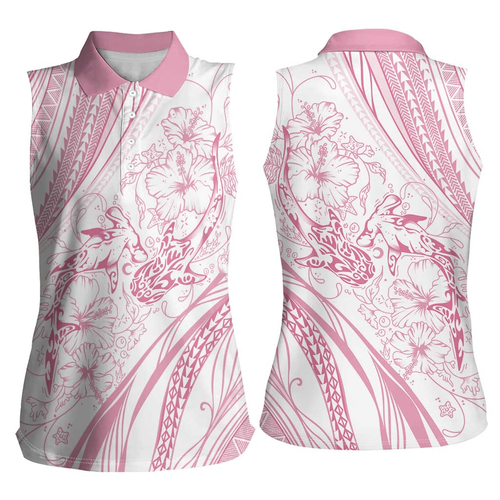 Sharks Couple Dreamy Polynesians Floral Sea Women Sleeveless Polo Shirt Pink LT7 - Polynesian Pride