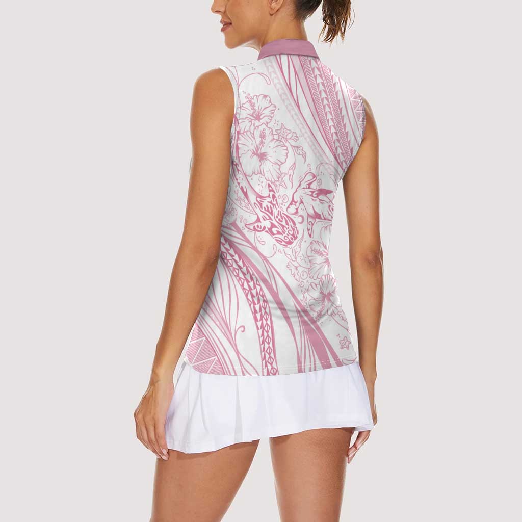 Sharks Couple Dreamy Polynesians Floral Sea Women Sleeveless Polo Shirt Pink LT7 - Polynesian Pride