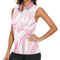 Sharks Couple Dreamy Polynesians Floral Sea Women Sleeveless Polo Shirt Pink LT7 - Polynesian Pride
