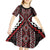 Red Tukutuku Pattern Aotearoa Kid Short Sleeve Dress Niho Taniwha and Puhoro Motifs