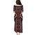 Red Tukutuku Pattern Aotearoa Puletasi Niho Taniwha and Puhoro Motifs