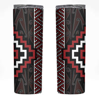 Red Tukutuku Pattern Aotearoa Skinny Tumbler Niho Taniwha and Puhoro Motifs LT7 Red - Polynesian Pride