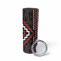 Red Tukutuku Pattern Aotearoa Skinny Tumbler Niho Taniwha and Puhoro Motifs LT7 - Polynesian Pride