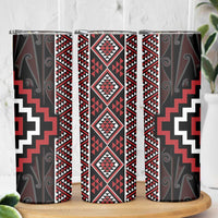 Red Tukutuku Pattern Aotearoa Skinny Tumbler Niho Taniwha and Puhoro Motifs LT7 - Polynesian Pride